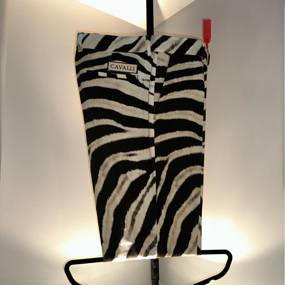Roberto Cavalli zebra print trousers